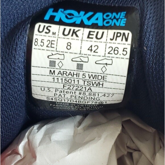 Hoka One One Arahi 5 Running Shoes, Blue, Men's 8.5E - Picture 10 of 10